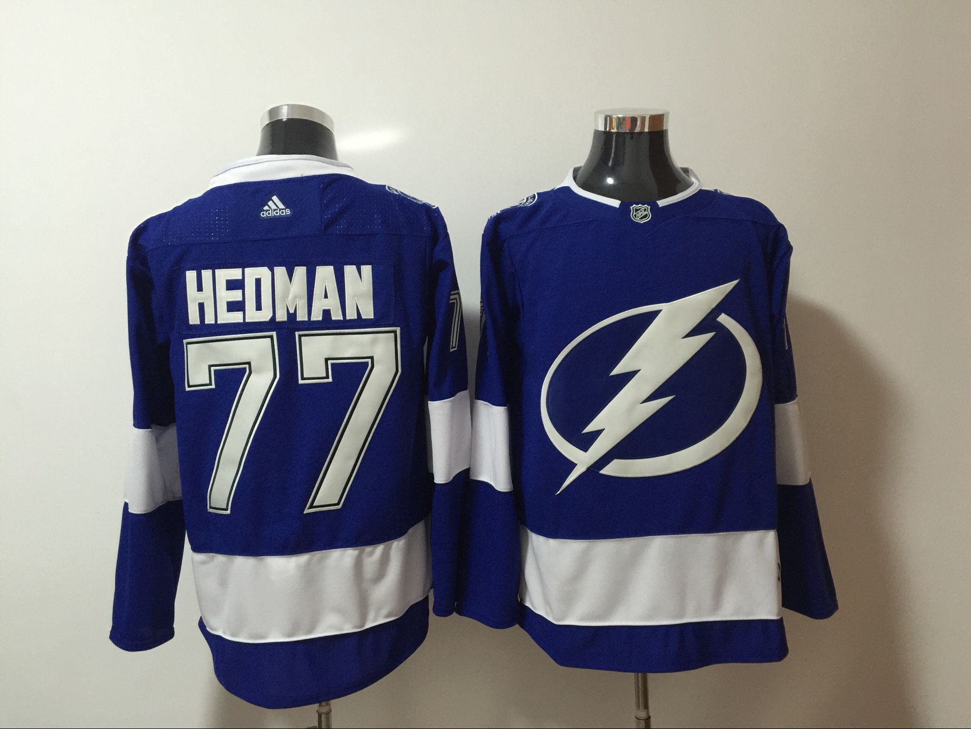 Men Tampa Bay Lightning #77 Hedman Blue Hockey Stitched Adidas NHL Jerseys